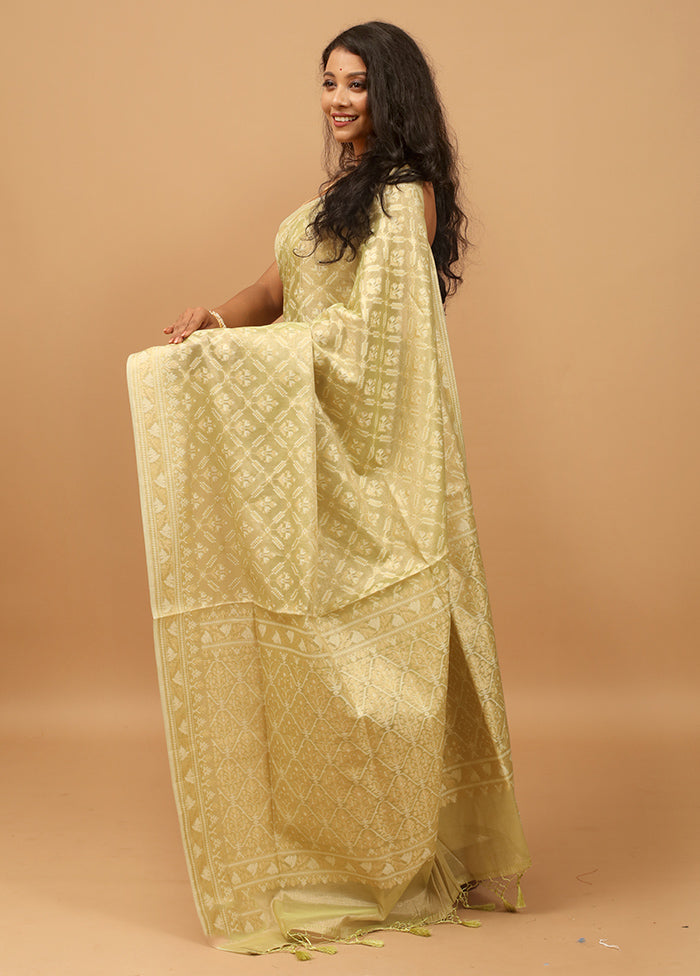 Green Tissue Silk Saree With Blouse Piece