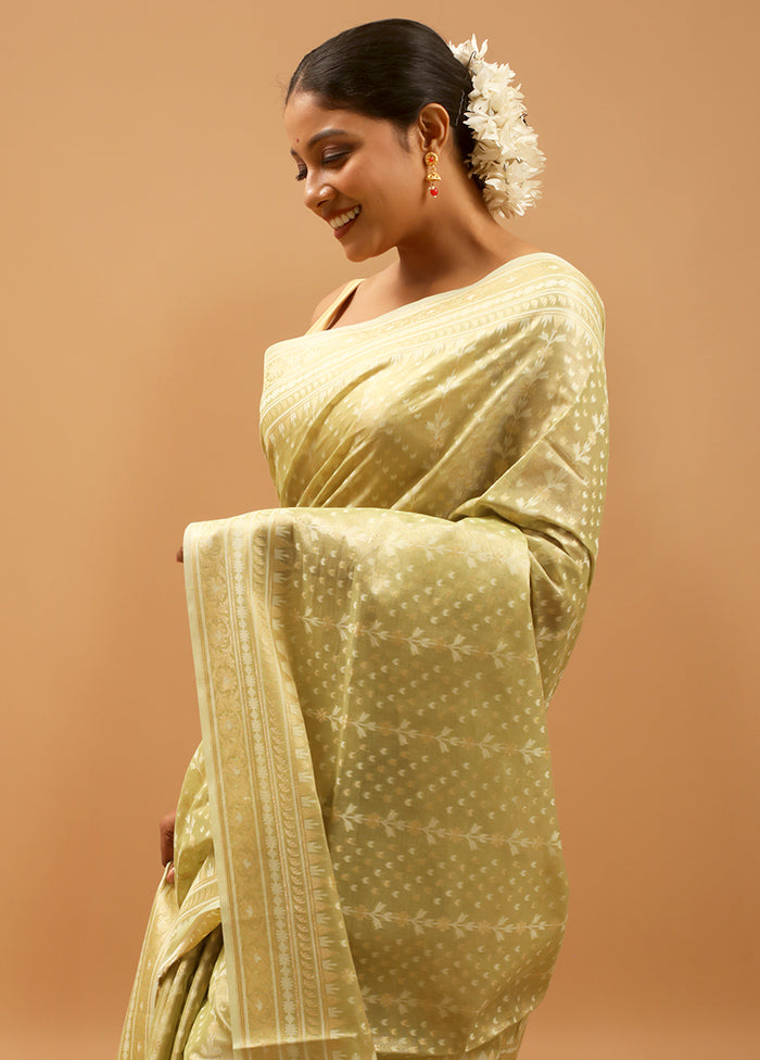 Green Tissue Silk Saree With Blouse Piece