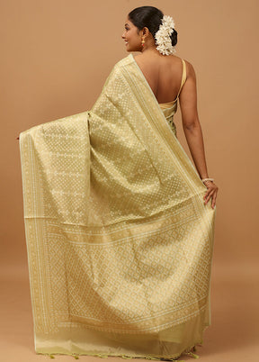 Green Tissue Silk Saree With Blouse Piece