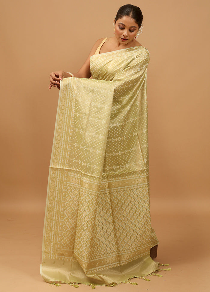 Green Tissue Silk Saree With Blouse Piece