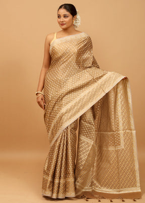 Cream Tissue Silk Saree With Blouse Piece