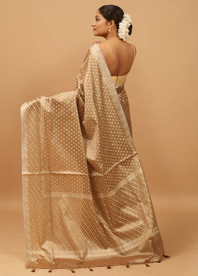 Cream Tissue Silk Saree With Blouse Piece