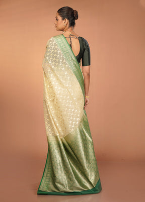 Cream Kora Silk Saree With Blouse Piece