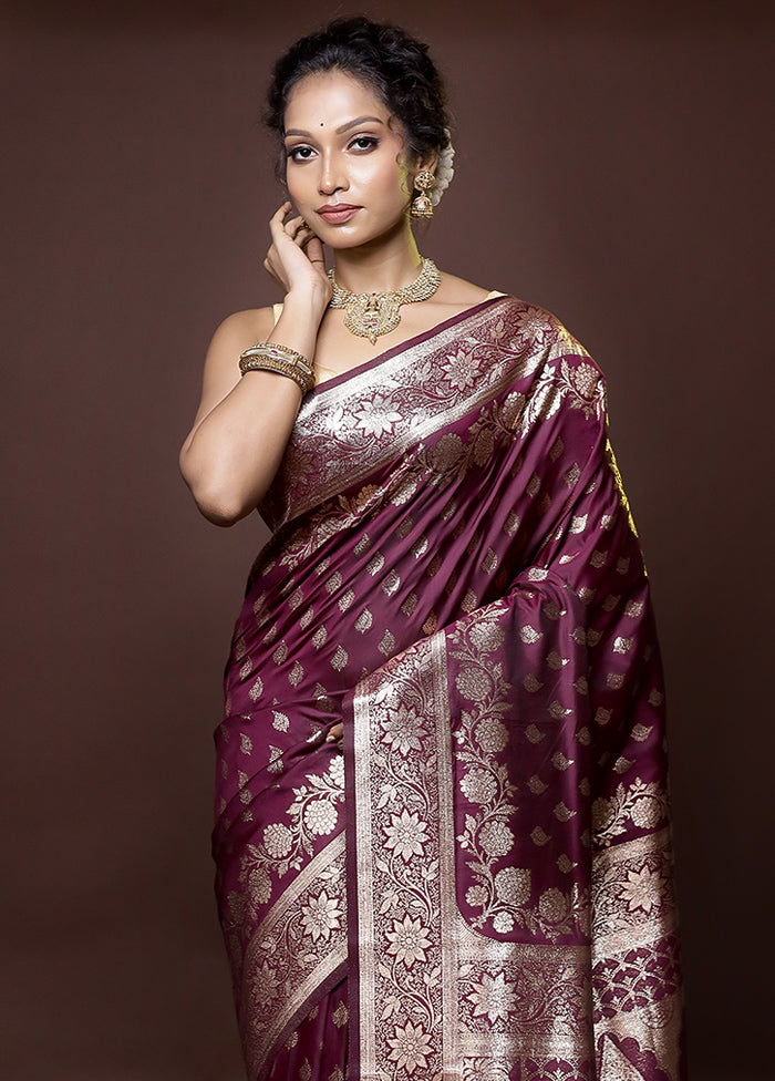 Purple Dupion Silk Saree With Blouse Piece