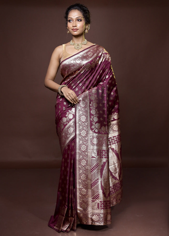 Purple Dupion Silk Saree With Blouse Piece