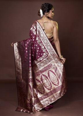 Purple Dupion Silk Saree With Blouse Piece