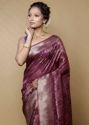 Purple Dupion Silk Saree With Blouse Piece