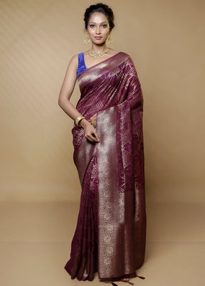 Purple Dupion Silk Saree With Blouse Piece