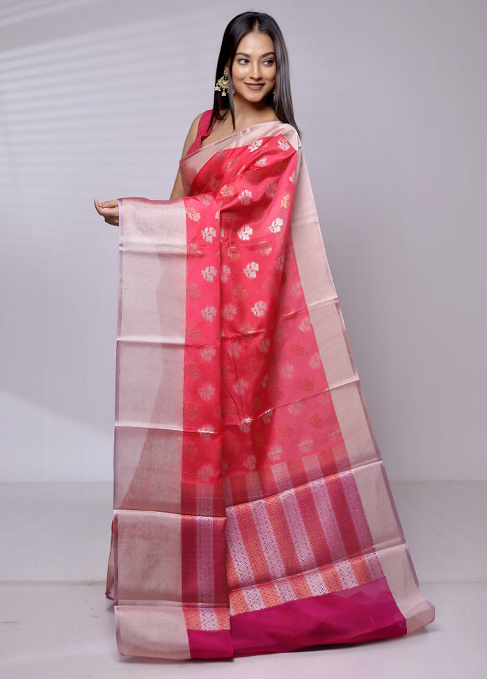 Pink Dupion Silk Saree With Blouse Piece