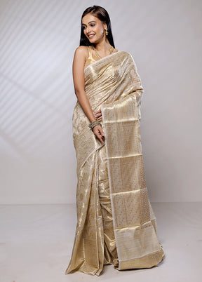 Cream Tussar Silk Saree With Blouse Piece