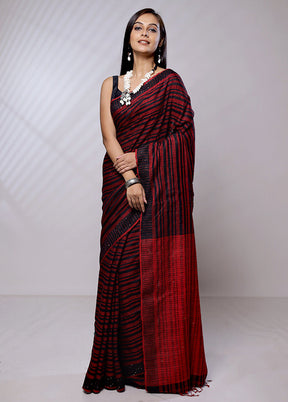 Red Handloom Matka Pure Silk Saree With Blouse Piece