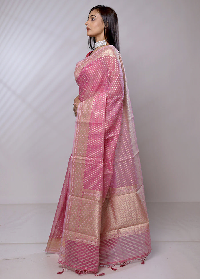 Pink Pure Cotton Saree With Blouse Piece