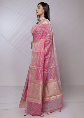 Pink Pure Cotton Saree With Blouse Piece