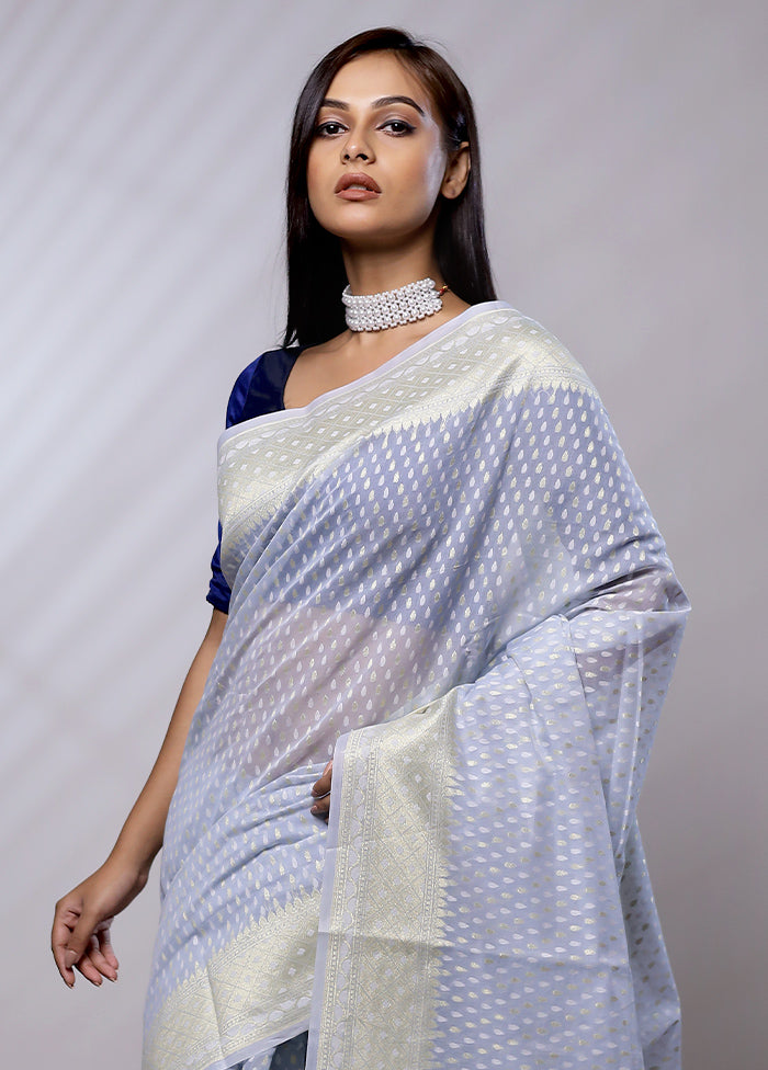 Blue Pure Cotton Saree With Blouse Piece - Indian Silk House Agencies