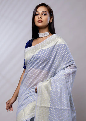 Blue Pure Cotton Saree With Blouse Piece