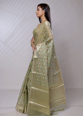 Green Cotton Saree With Blouse Piece