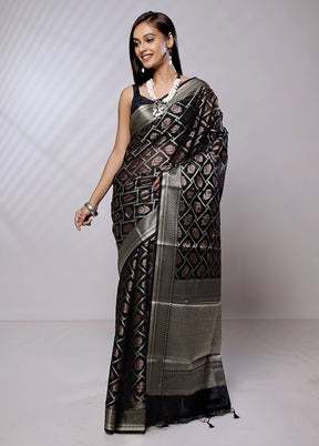 Black Cotton Saree With Blouse Piece