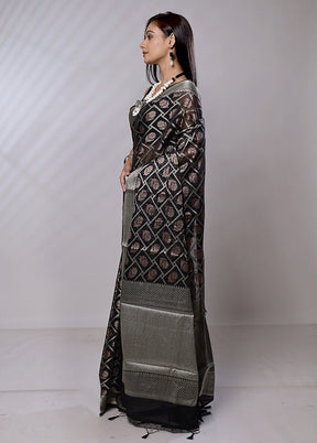 Black Cotton Saree With Blouse Piece - Indian Silk House Agencies