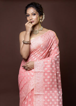 Pink Pure Cotton Saree With Blouse Piece