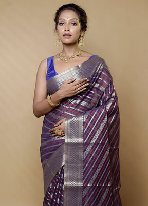 Purple Pure Cotton Saree With Blouse Piece