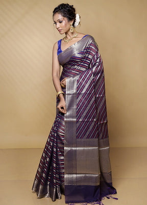 Purple Pure Cotton Saree With Blouse Piece