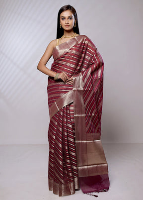 Maroon Pure Cotton Saree With Blouse Piece