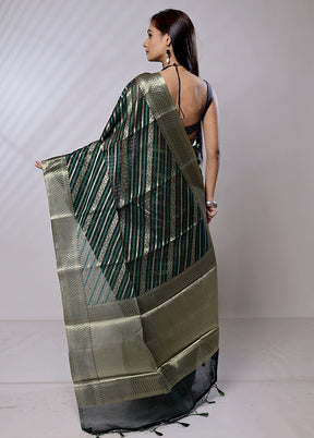 Green Pure Cotton Saree With Blouse Piece - Indian Silk House Agencies