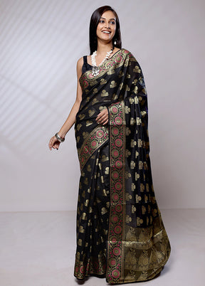 Black Cotton Saree With Blouse Piece - Indian Silk House Agencies