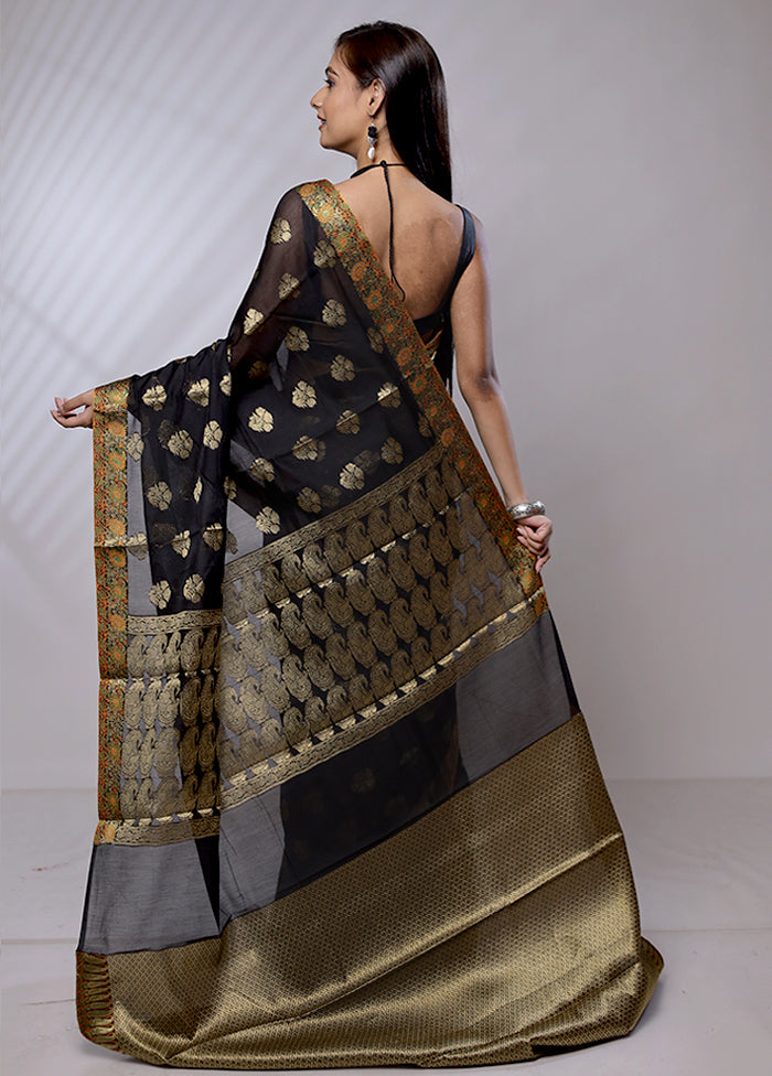 Black Cotton Saree With Blouse Piece