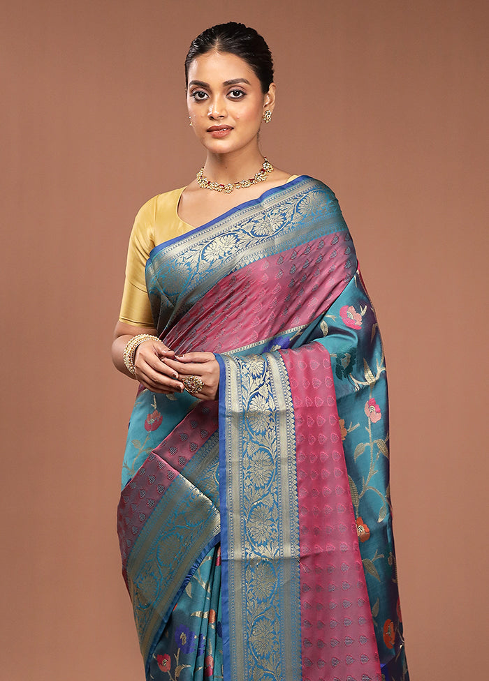 Green Kora Silk Saree With Blouse Piece