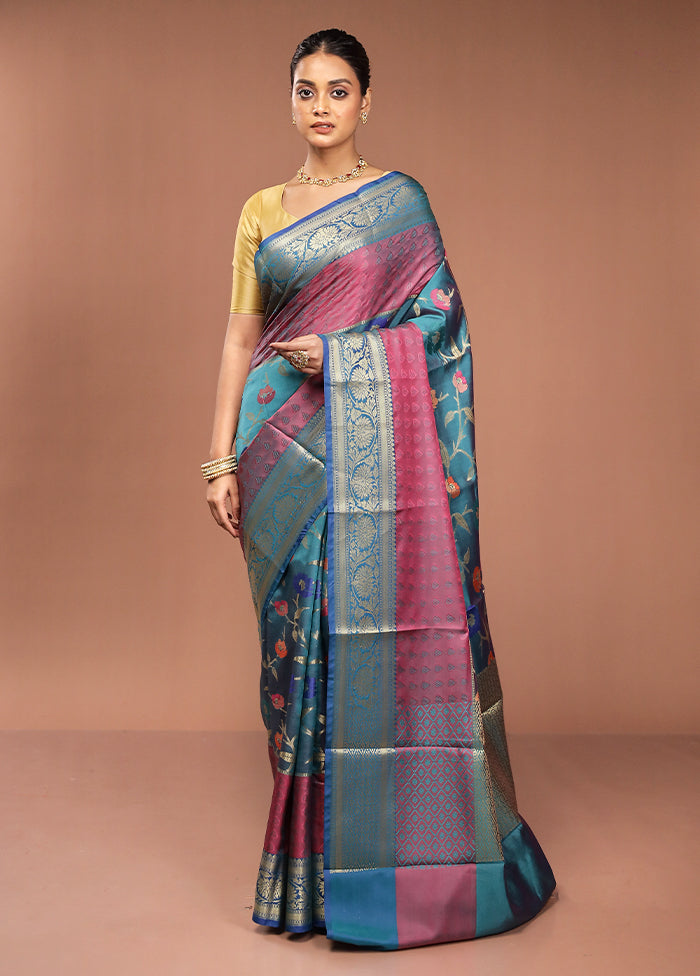 Green Kora Silk Saree With Blouse Piece