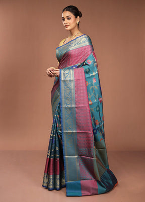 Green Kora Silk Saree With Blouse Piece