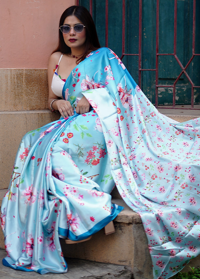 Blue Mysore Silk Saree Without Blouse Piece - Indian Silk House Agencies