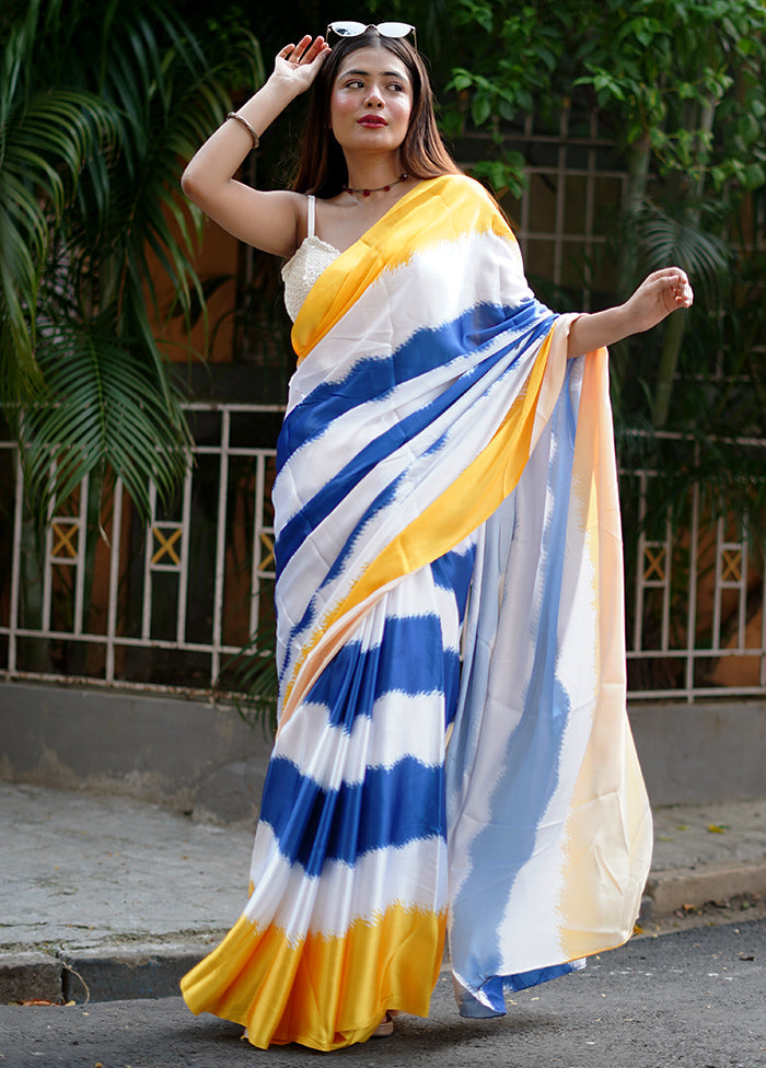 White Mysore Silk Saree Without Blouse Piece - Indian Silk House Agencies