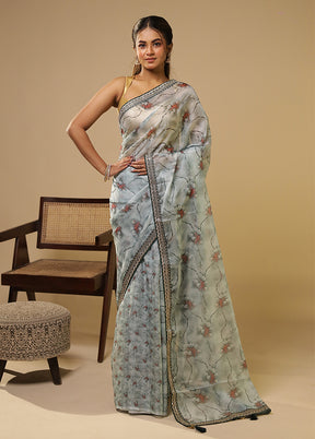 Green Dupion Silk Saree With Blouse Piece