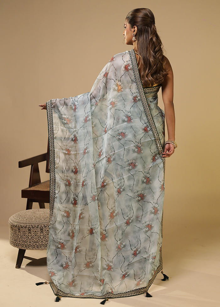 Green Dupion Silk Saree With Blouse Piece