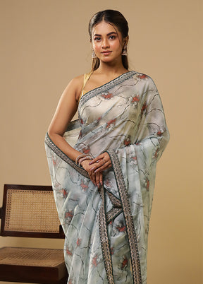 Green Dupion Silk Saree With Blouse Piece