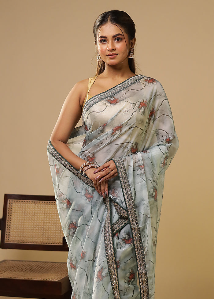 Green Dupion Silk Saree With Blouse Piece