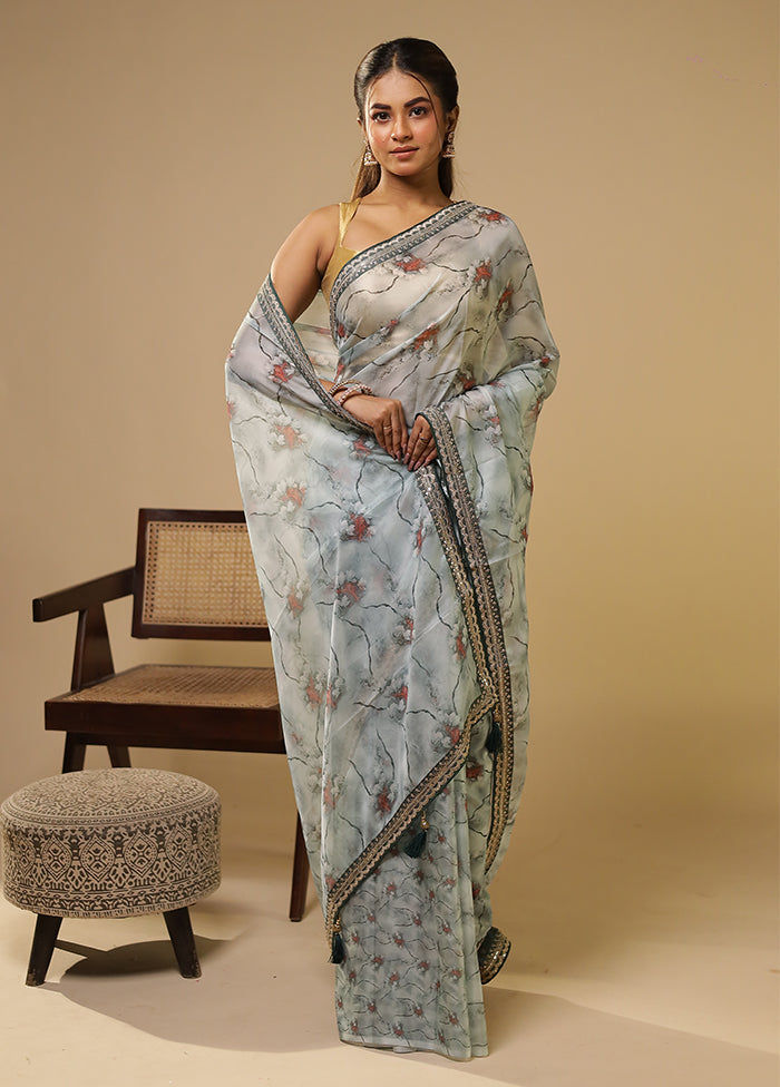 Green Dupion Silk Saree With Blouse Piece