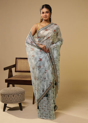 Green Dupion Silk Saree With Blouse Piece
