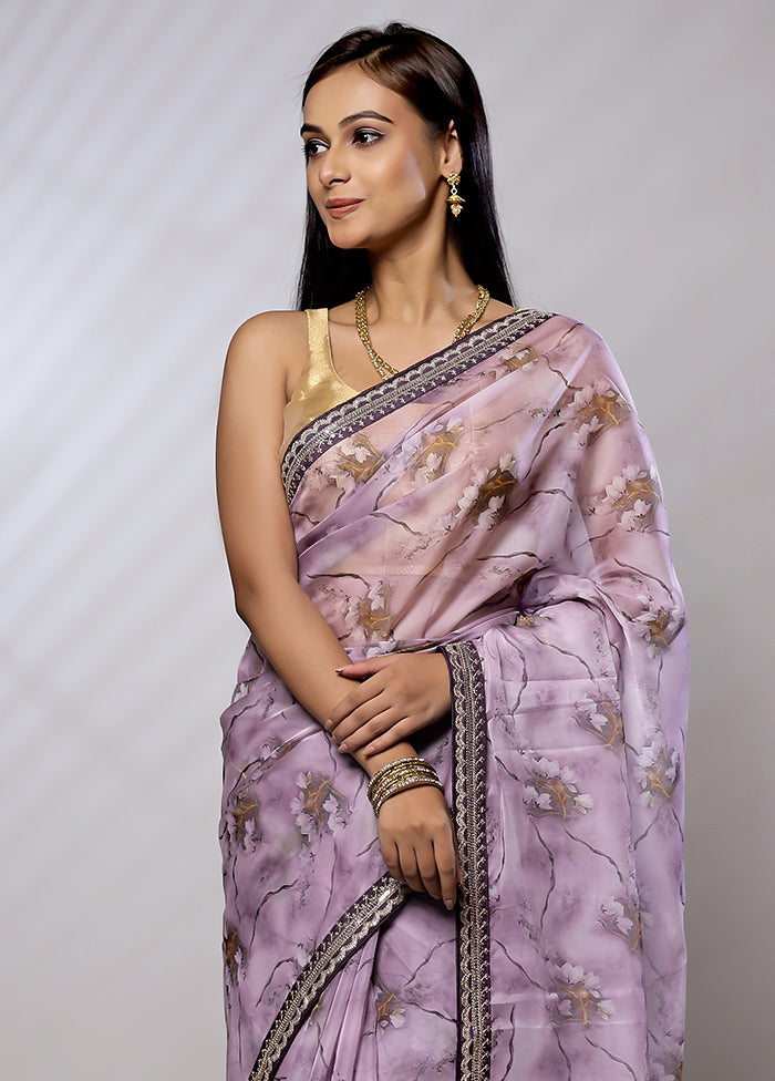 Purple Dupion Silk Saree With Blouse Piece