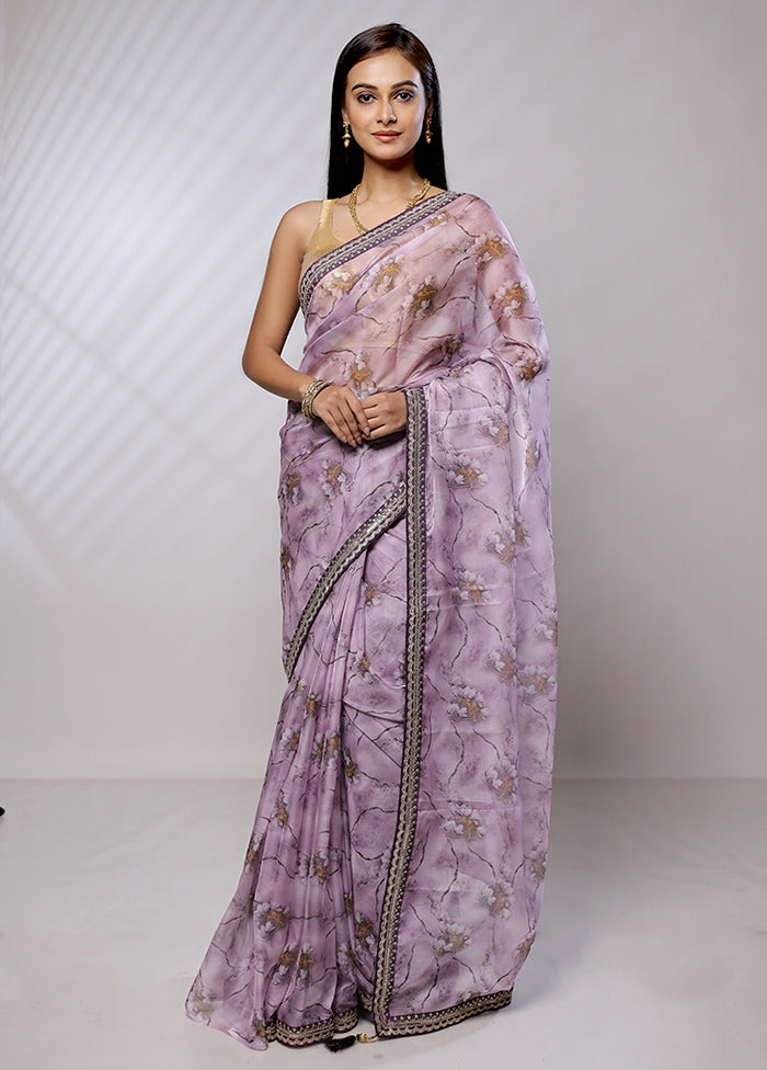 Purple Dupion Silk Saree With Blouse Piece