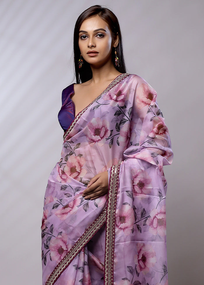 Purple Dupion Silk Saree With Blouse Piece