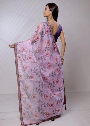 Purple Dupion Silk Saree With Blouse Piece