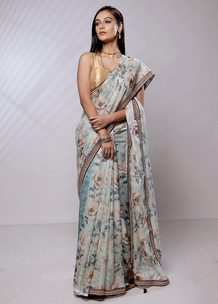 Green Dupion Silk Saree With Blouse Piece