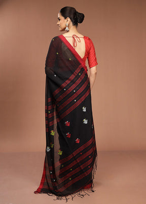 Black Pure Cotton Saree With Blouse Piece
