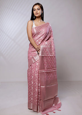 Pink Pure Cotton Saree With Blouse Piece - Indian Silk House Agencies