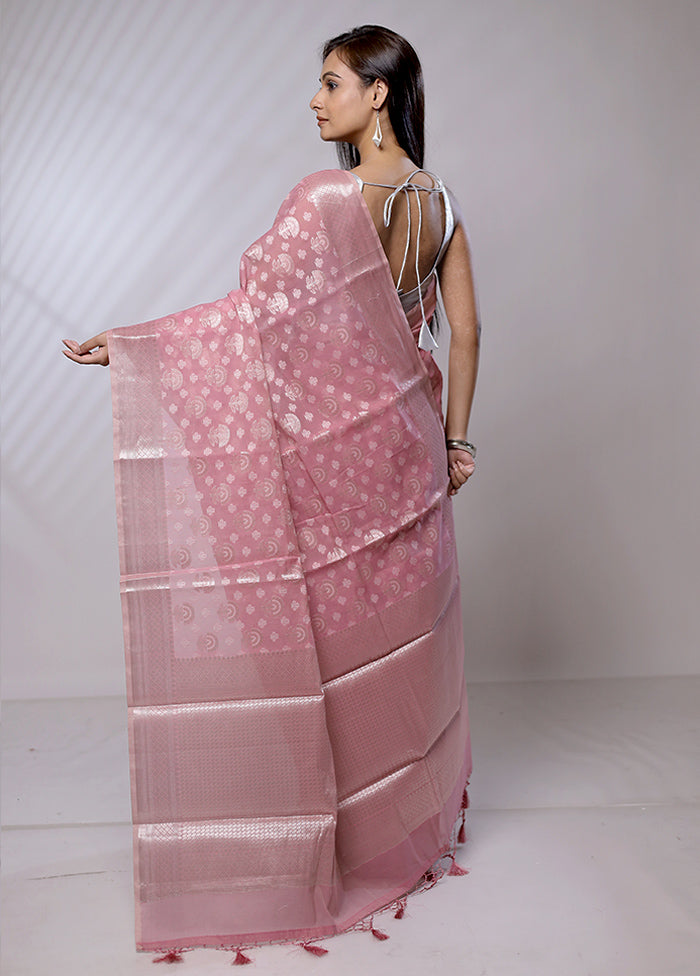 Pink Pure Cotton Saree With Blouse Piece