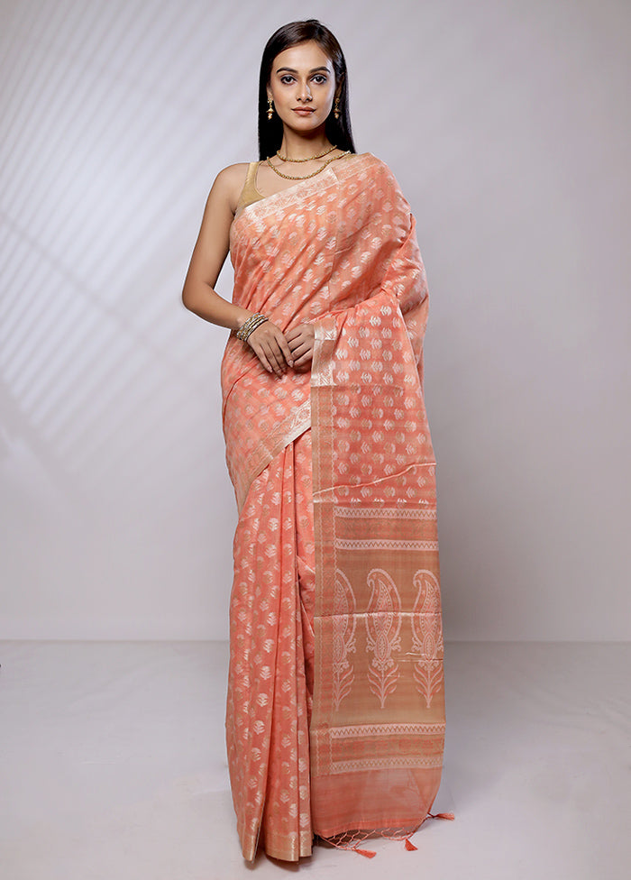 Pink Cotton Saree With Blouse Piece