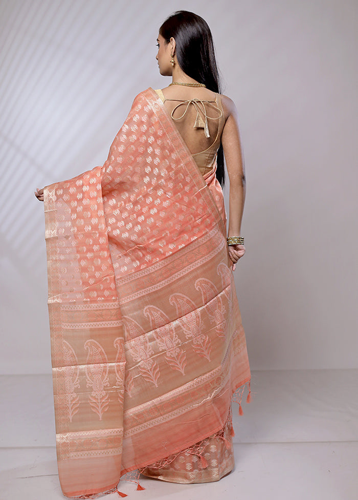 Pink Cotton Saree With Blouse Piece